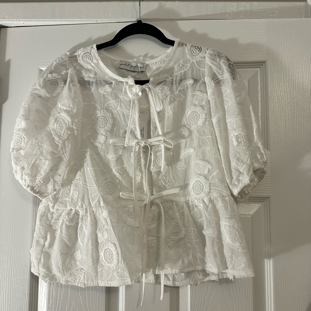 Petal & Pup White Lace Top
